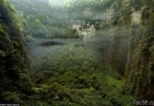 Лес и облака в пещере Эр Ванг Донг
