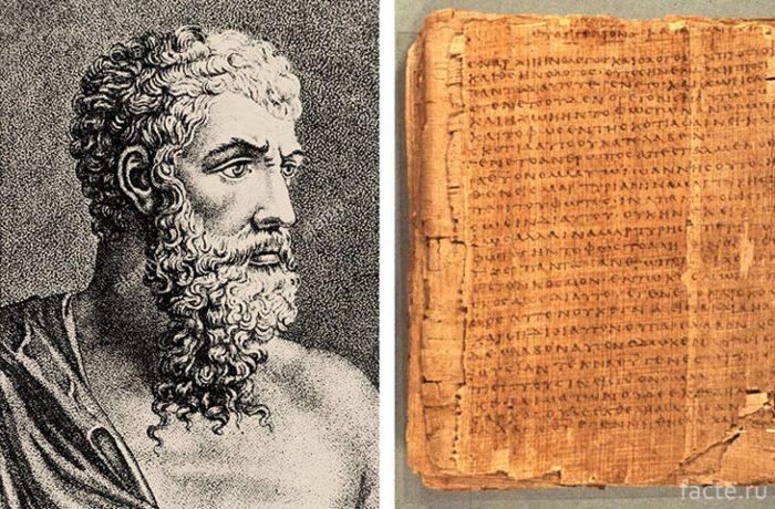 Аристотель / Древнегреческое письмо на папирусе
